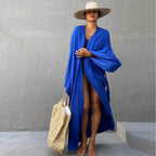 Rayon Cardigan with Belt Beach Cover up Sexy Cardigan Long Sleeve Vacation Beach Cover Up Bella Mia