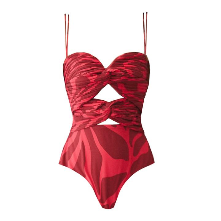 Printing Hollow Out Cutout out Swimsuit Women Vacation Beach Bella Mia
