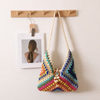 Ethnic Single Shoulder Cotton Thread Woven Bag Color Grandmother Grid Straw Bag Vacation Beach Bag Women Bag Bella Mia