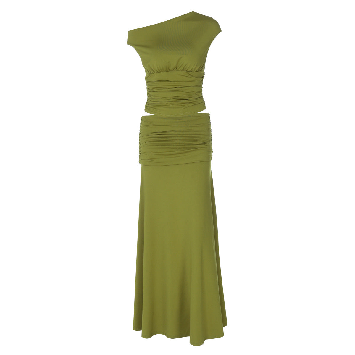 Women Clothing Summer One Shoulder Pleated Slim Fit Skirt Set Bella Mia