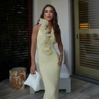 Summer Elegant Halter Deep V Plunge Dress Sexy Backless Sheath Dress Bella Mia