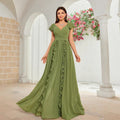 Elegant Ball Dress Fall High End Ruffled Maxi Dress V neck Dress Bella Mia