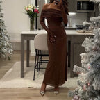 Elegant Solid Color Long Sleeved Dress Women Clothing Autumn Winter Bella Mia