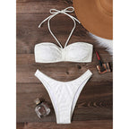 Swimsuit Women Split Solid Color Special Fabric Halter Bikini Bikini Swimming Two Piece Sets Bella Mia