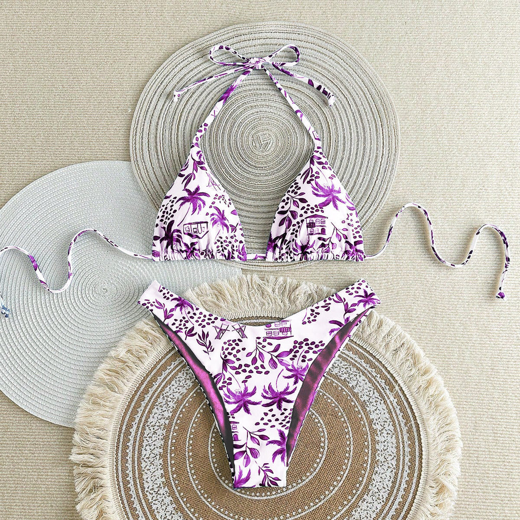 Split Swimsuit Sexy Women Fission Swimsuit Tropical Leaf Printed Swimsuit Bella Mia