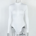 Autumn Winter Bottoming Shirt Women Clothing Long Sleeve Zipper Tight Bodysuit Bella Mia