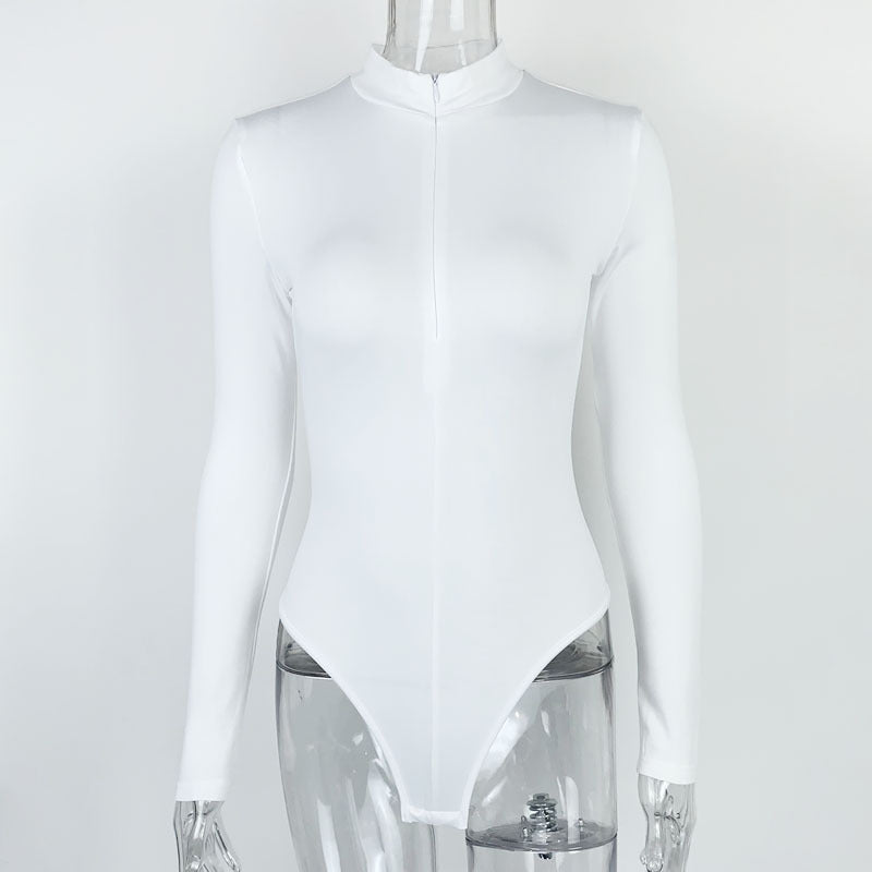 Autumn Winter Bottoming Shirt Women Clothing Long Sleeve Zipper Tight Bodysuit Bella Mia