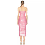 Fluorescent Dress Sexy Party Tube Top Pleated Dress Women Clothing Bella Mia