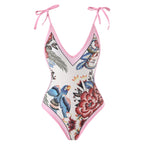 Women One Piece Swimsuit Women Skinny Slimming Retro Tied Swimsuit Suit Chiffon Dress Bella Mia