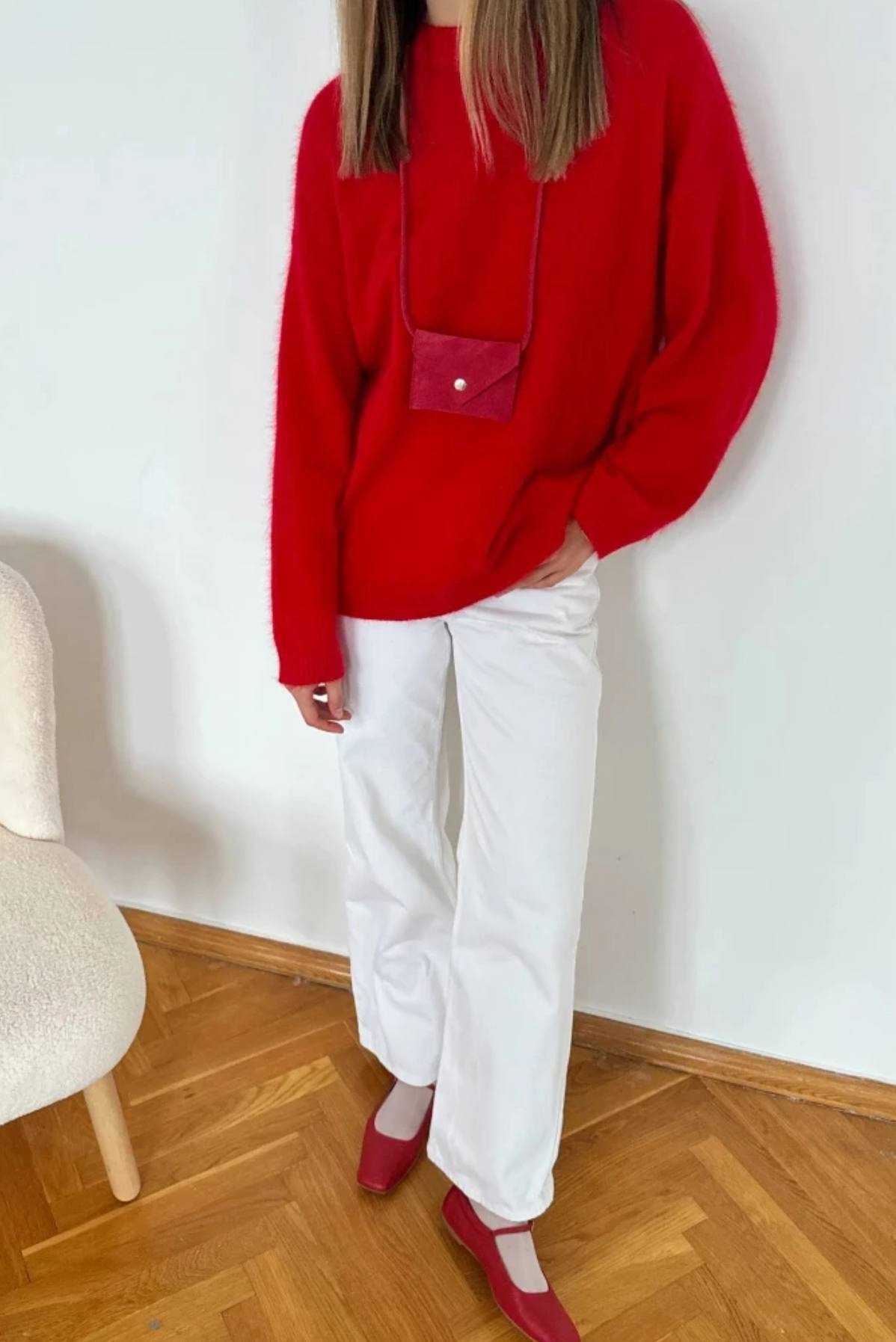 Women Autumn Winter Loose Long Wool Alpaca round Neck Sweater Bella Mia
