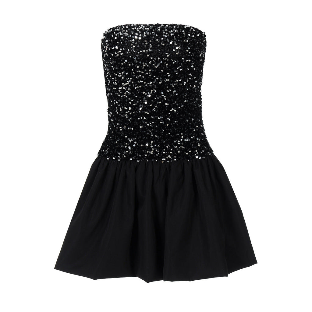 Women Clothing Spring Sexy off the Shoulder Tube Top Short Sequin Dress Women Bella Mia