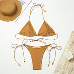 Solid Color Nylon Bikini Set Lace up Split Swimsuit Women Multicolor Bella Mia