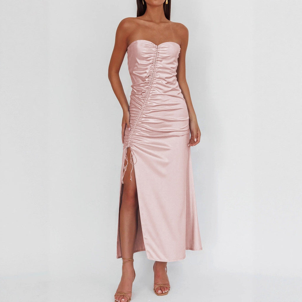 Tube Top Dress Summer Sexy Side Slit Irregular Asymmetric Hip Wrapped Dress Bella Mia
