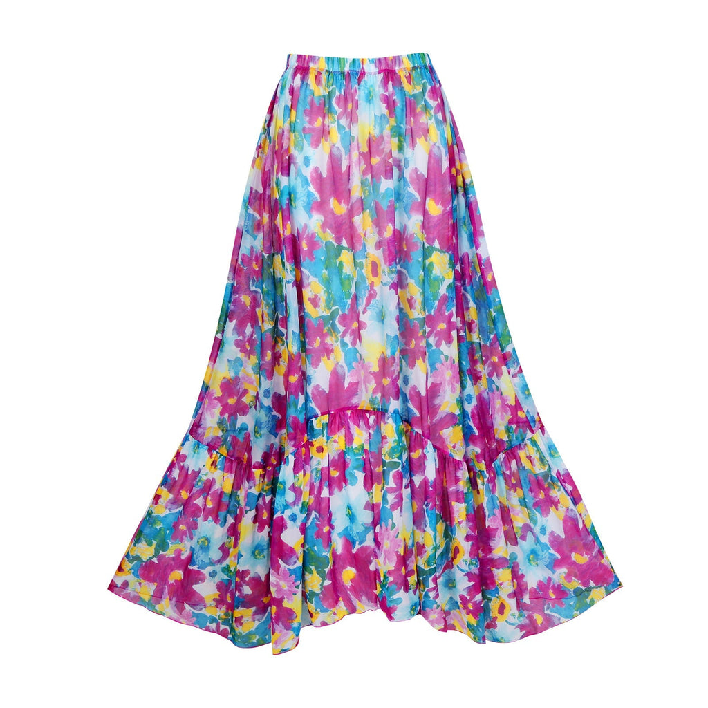 Siamese Conservative Swimsuit Printing Hollow Out Cutout Mesh Wrap Skirt Set Swimsuit Bella Mia