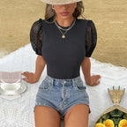 Jumpsuit Summer One Piece Hollow Out Cutout Puff Sleeve Jumpsuit Bella Mia