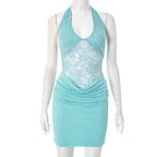Women Clothing Summer Sexy Lace Stitching Hip Dress Bella Mia