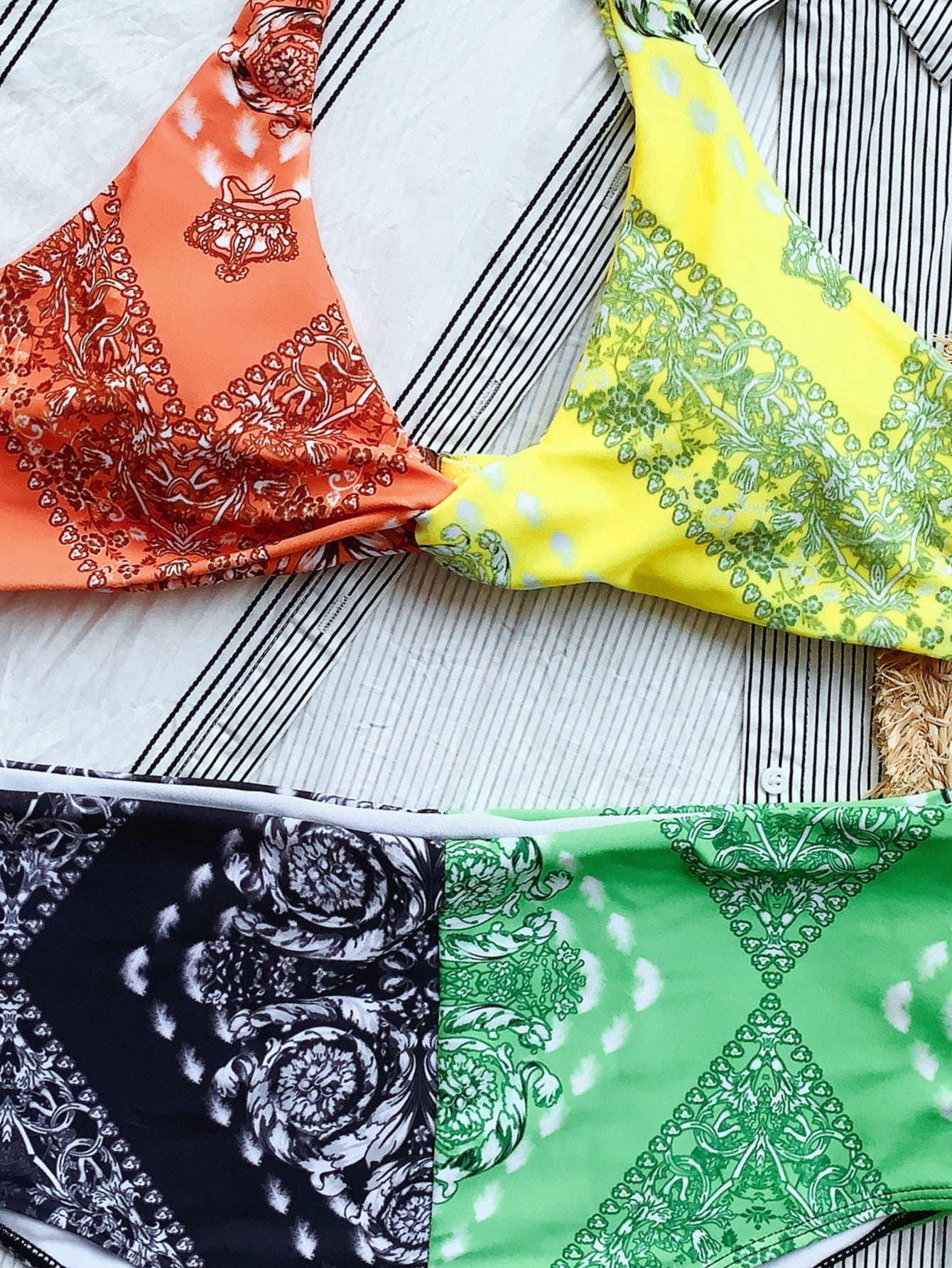 Bikini Double Bikini Print Stitching Swimsuit Swimsuit Strap Knotted Swimsuit Women Bikini Bella Mia