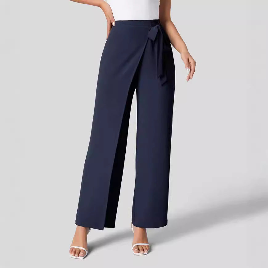 Workwear Women Work Pant Casual Texture Wide Leg Professional Trousers Belt Pants Bella Mia