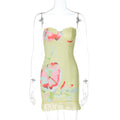Spring Printed Sleeveless Tube Top Short Slim Sheath Dress Women Bella Mia