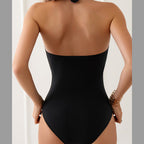 Halter Tether Women Swimsuit Ladies Swimsuit Solid Color Fabric Summer Beach Swimwear Bella Mia