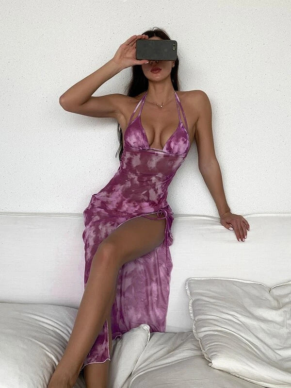 Swimwear Blooming Three Piece Bikini Sexy Neck Bikini Women Dress Split Swimsuit Bella Mia