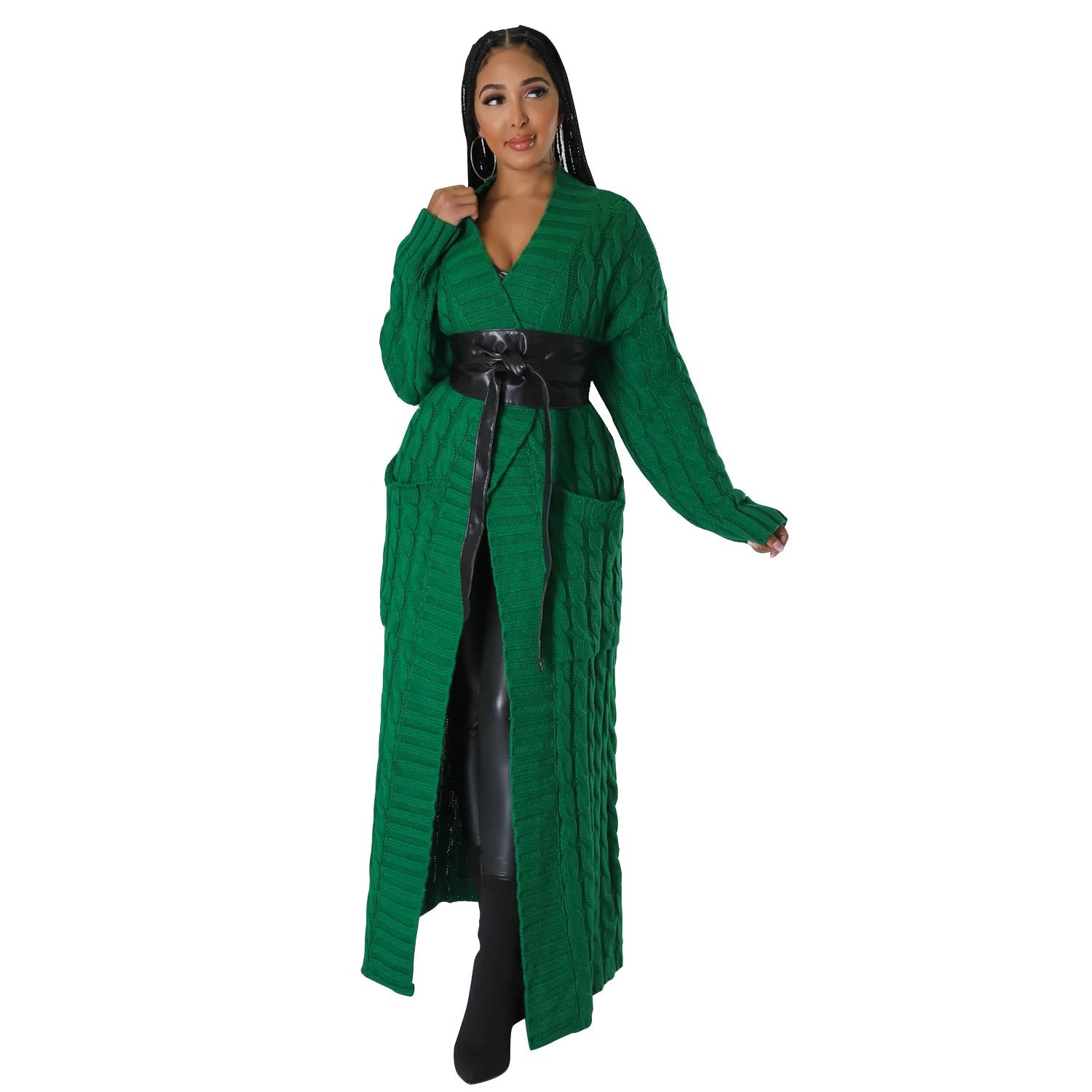 Autumn Winter Women Clothing Sexy Casual Long Sleeve Long Sweater Coat Bella Mia