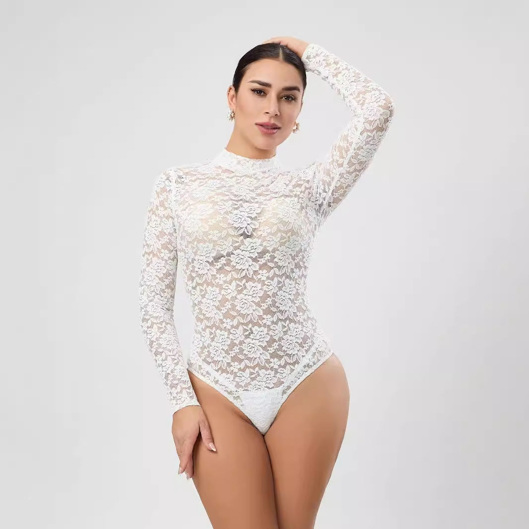 Sexy Lace Jumpsuit White Design Blouse Long Sleeve High Grade Women Clothing Bella Mia