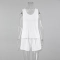 Spring Knitted Sunken Stripe Ladies Homewear Vest Shorts Two Piece Set Casual Soft Simple Pajamas Bella Mia