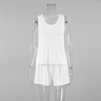 Spring Knitted Sunken Stripe Ladies Homewear Vest Shorts Two Piece Set Casual Soft Simple Pajamas Bella Mia