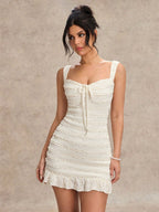 Summer Dress Sweet Elegant Wave Pattern Lace up Halterneck Slip Dress Bella Mia