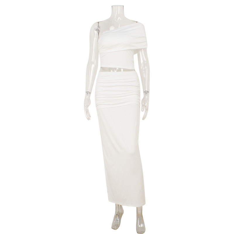 Sexy Shoulder Tank Top High Waist Skirt High Class Elegant Two Piece Sets Bella Mia