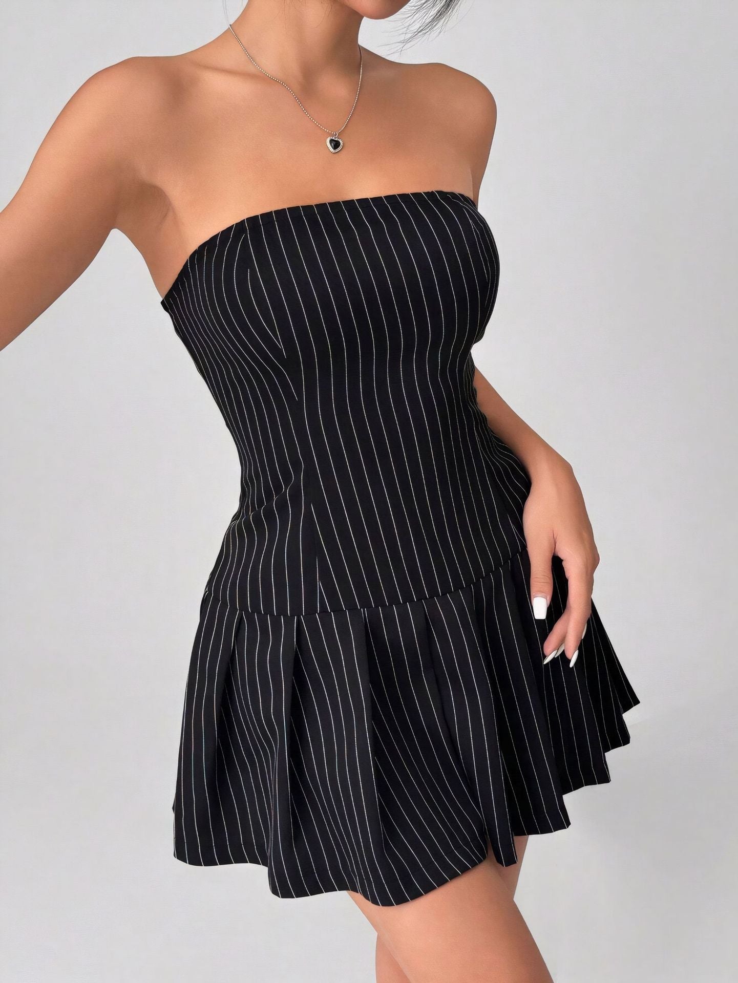 Pleated Sexy A line Sexy Hip Dress High Grade Elegant Adult Lady like Woman Office Women Summer Dress Bella Mia
