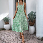 Summer Printed Suspender Sweet Floral Backless Dress Bella Mia