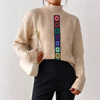 Women Clothing Personality Color Random Imitation Hand Crocheted Stitching Woven Top Pullover Sweater Bella Mia