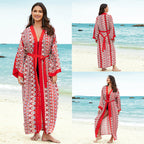 Rayon Tie Dyed Beach Cover Up Mid Length Sunscreen Shirt Cardigan Women Vacation Bikini Cover Up Bella Mia