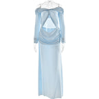 Summer Arrival Twisted Chiffon off Shoulder Maxi Dress Sexy Cropped Pleated Dress Bella Mia