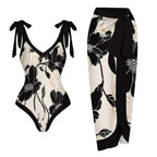 Two Piece Set One Piece Gauze Skirt Swimsuit Multi Color Printing Conservative Sunscreen Swimsuit Bella Mia