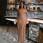 Women Clothing Slim Fit Slit Dress Sexy off the Shoulder Maxi Dress Women Bella Mia