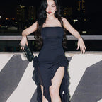 Spring Summer Women Off Shoulder Irregular Asymmetric Hem Slim Fit Evening Dress Women Bella Mia
