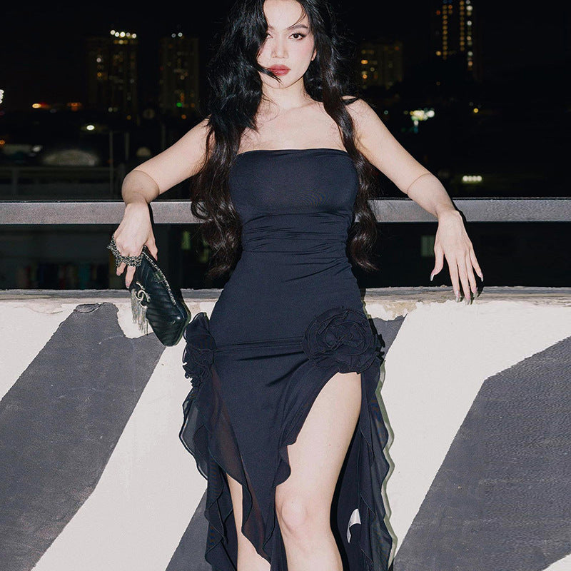 Spring Summer Women Off Shoulder Irregular Asymmetric Hem Slim Fit Evening Dress Women Bella Mia