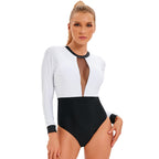 Sports Long Sleeve Surfing Women Sun Protection Sexy Mesh Backless One Piece Swimsuit Bella Mia
