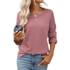Women Clothing Season Autumn Striped Waffle Knitted Top T shirt Women Bella Mia