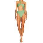 Solid Color One Piece Swimsuit Foreign Single Women Swimsuit Solid Color Diagonal Shoulder Hollow Out Cutout Siamese Bikini Bella Mia