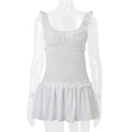 Women Clothing Spring Sexy Elegant Wooden Ear Pleated Strap Pleated Dress Short for Women Bella Mia