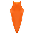 Summer Women Clothing Slim Vest Top Sexy Halter Sleeveless High Slit Bodysuit Bella Mia