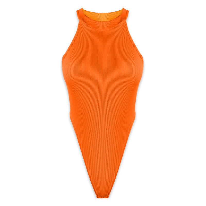 Summer Women Clothing Slim Vest Top Sexy Halter Sleeveless High Slit Bodysuit Bella Mia