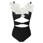 Solid Color Slim Fit Slimming Three Dimensional Floral Design One Piece Women Swimsuit Bella Mia
