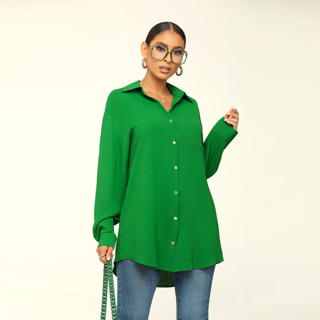 Fall Women Long Sleeve Solid Color Top Loose Casual Shirt Women Bella Mia