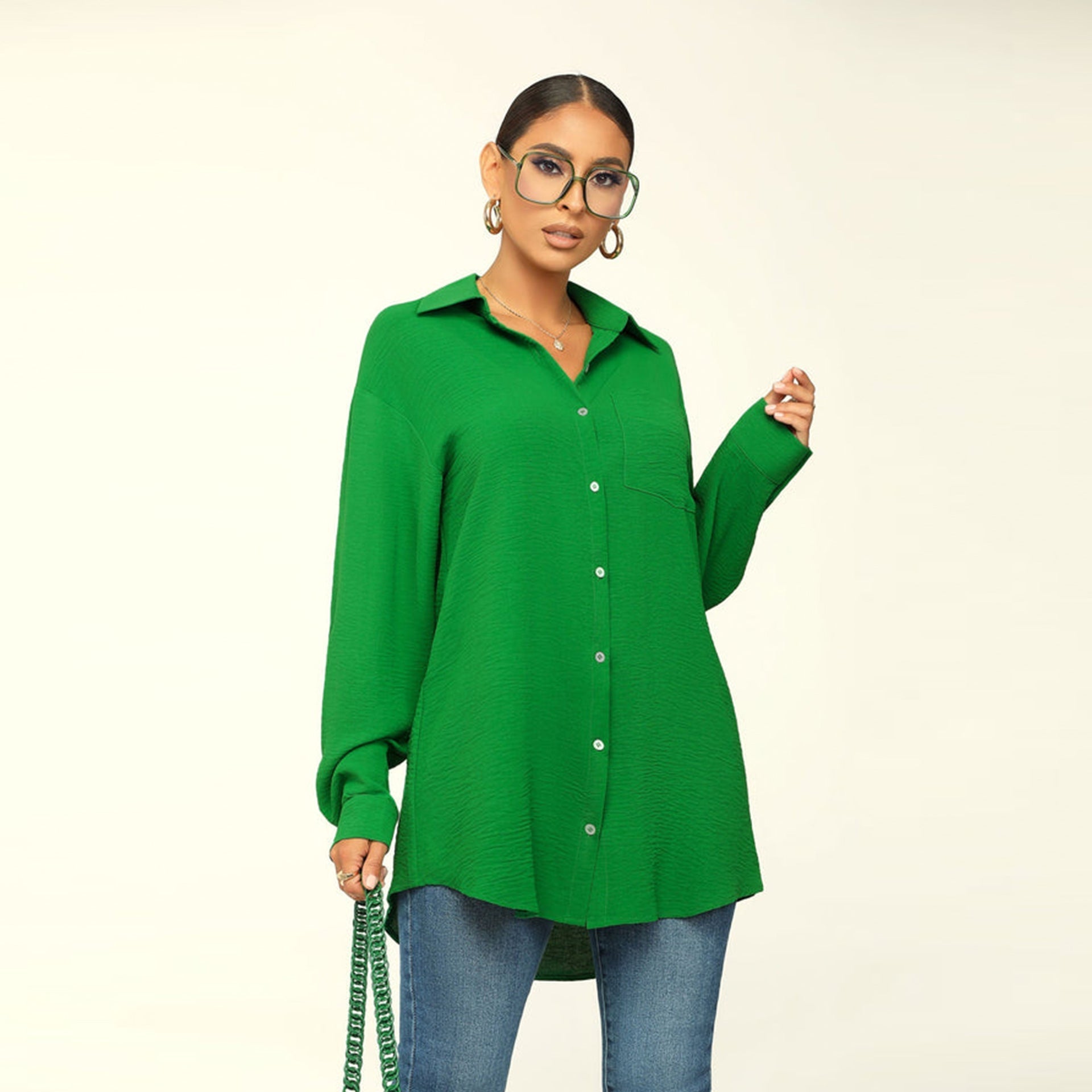 Fall Women Long Sleeve Solid Color Top Loose Casual Shirt Women Bella Mia