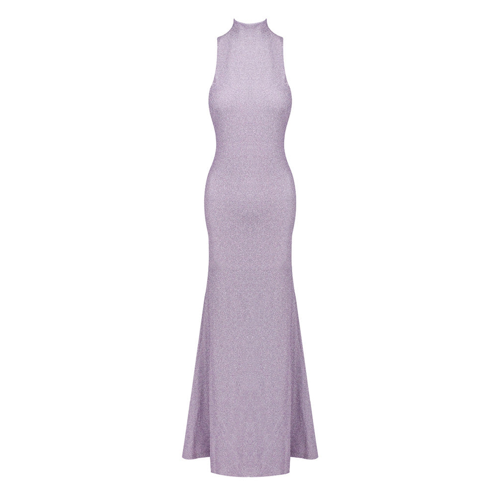 Women Clothing Sleeveless Tight Floral Dress round Neck Solid Color Beach Dress Bella Mia